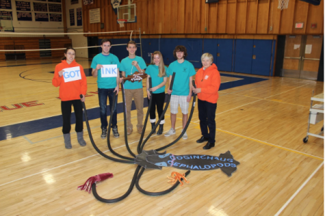 The CRHS Ocean Bowl team and Coach Lorrie Martin pose for their photo they submitted for the competition brochure. (Left to Right Amelia Bianchi, Ryan Gossart, Garrett Puchalski, Lydia D’Amato, Josh Dalo, Lorrie Martin)  Photo Courtesy of Michelle Mandel
