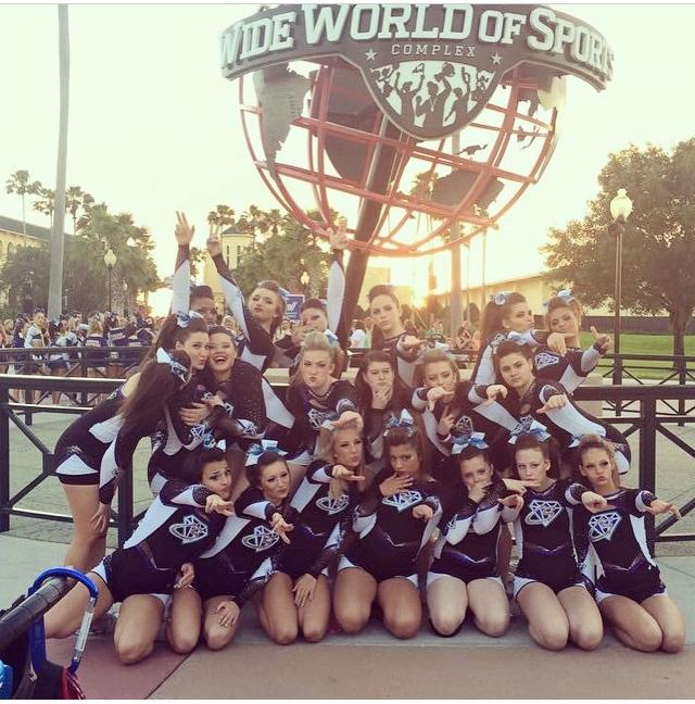 Sapphires in front of the ESPN globe.