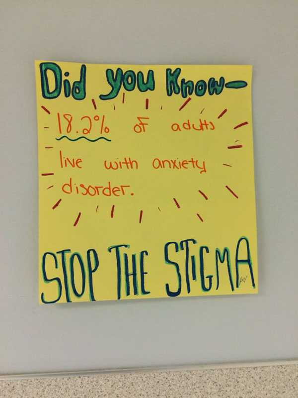 I Am Resilient put up posters encouraging staff and students to "Stop the stigma"