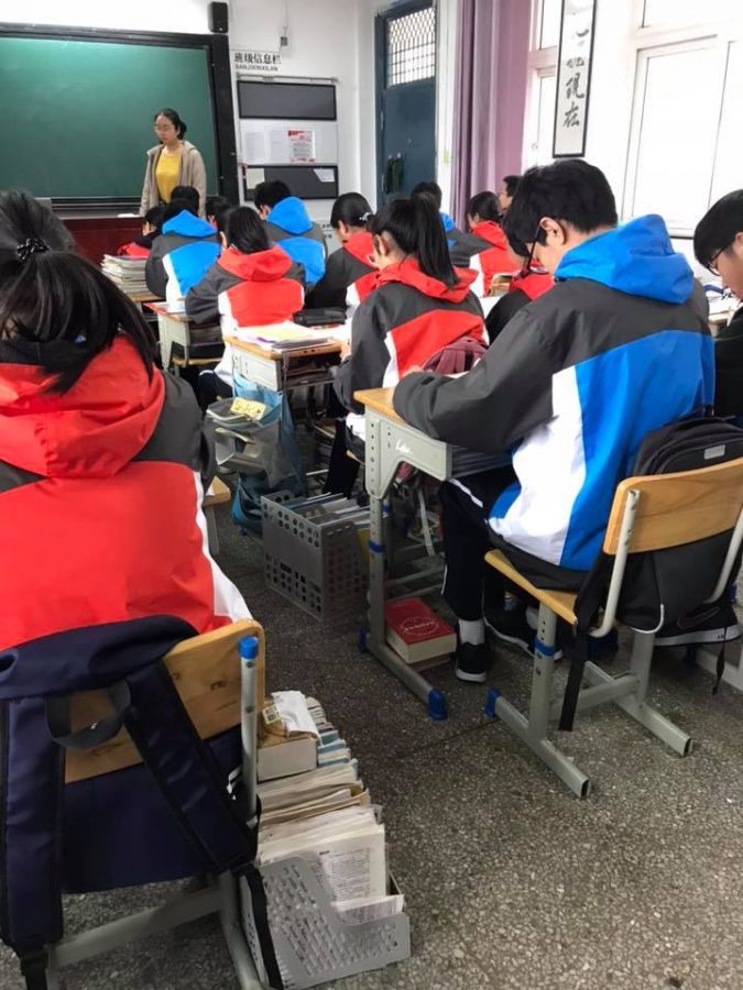 Students from Ningbo, China attend class.