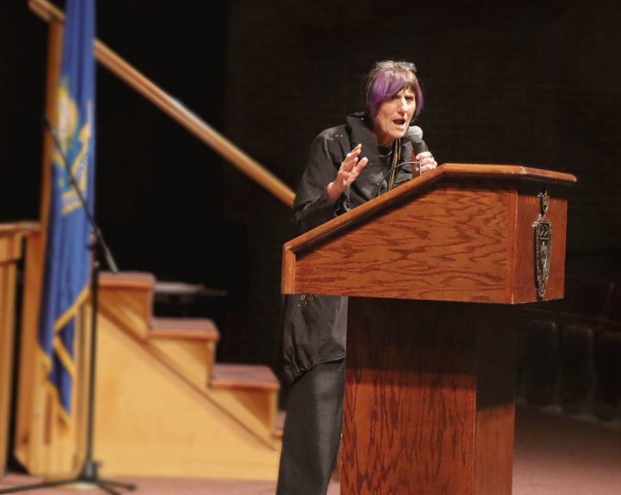 Representative Rosa DeLauro speaking on May 28th to the Senior Class (Photo: Alex Nick). 